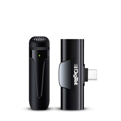DigiTek (DWM-001) Wireless Microphone & Receiver with Type C, Compatible for Noise Cancellation Mic Suitable for Vlog You Tube Live Streaming Video Recording and More
