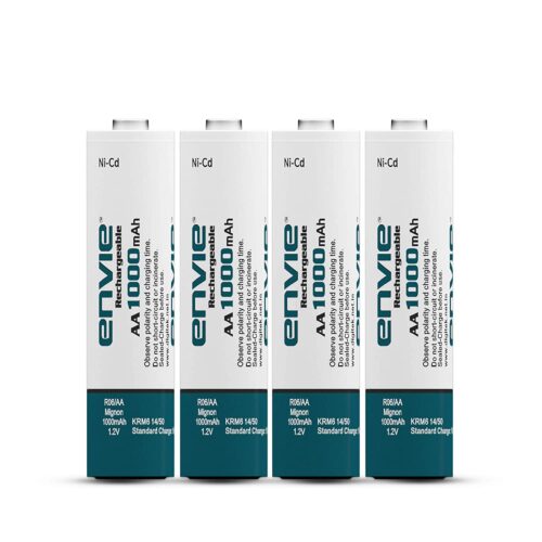 ENVIE® (AA10004PLNi-CD) AA Rechargeable Batteries, Low Self Discharge, AA 1000mAh Ni-CD (Pack of 4)