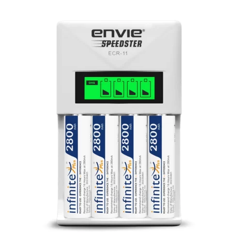 ENVIE®(ECR11+AA2800 4PL) Speedster Rechargeable Batteries Charger for AA & AAA with 4x2800mah Batteries (with LCD Display)