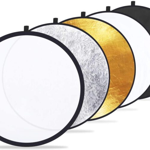 Reflector 42-inch / 107 cm 5 in 1 Special Quality Collapsible Multi-Disc Light Reflector with Bag – Translucent, Silver, Gold, White and Black
