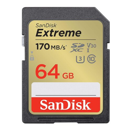 SanDisk Extreme SDXC UHS I 64GB Card for 4K Video for DSLR and Mirrorless Cameras