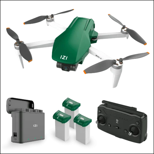 IZI Mini X Nano Fly More Combo 4K Camera Drone UHD 20MP Sony CMOS, 4KM Live Video, 93-min Flight Time, GPS, 3-Axis Gimbal, 10+ Flight Modes, 3 x Smart Battery, Fast Tri-Charger, Under 249g UAV – 1 Year Warranty