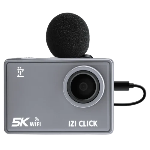 IZI Click Plus 5K 30FPS Budget Action Camera,170° HD Wide Angle, Anti-Shake EIS,MotoVlog,YouTube,Live Stream,110ft Waterproof,Type-C Mic Support, Accessory Kit,2 X Battery + External MIC Included