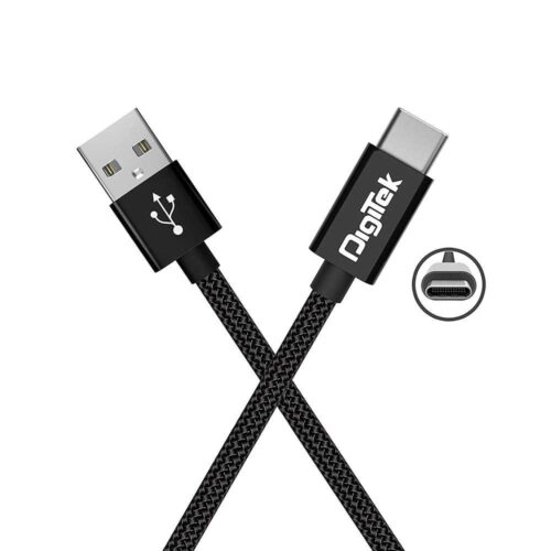 Digitek (DC 1M C NBBLK) Digitek Platinum Nylon Braided Rapid Charge & Data Sync Type C USB Cable