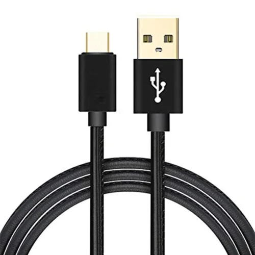 Digitek (DPC 1M C LBBLK) Platinum Leather Braided Rapid Charge & Data Sync Type C USB Cable [1 Metre, Black]