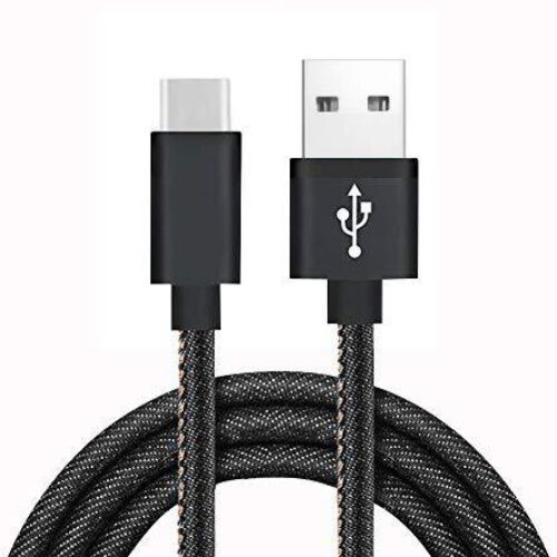 Digitek (DPC1M C JBBLK)Platinum Denim Braided Rapid Charge & Data Sync Type C USB Cable [1 Metre, Black]