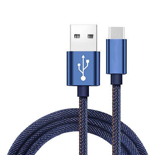 Digitek (DPC1M C JBBLU) Platinum Denim Braided Rapid Charge & Data Sync Type C USB Cable [1 Metre, Blue]