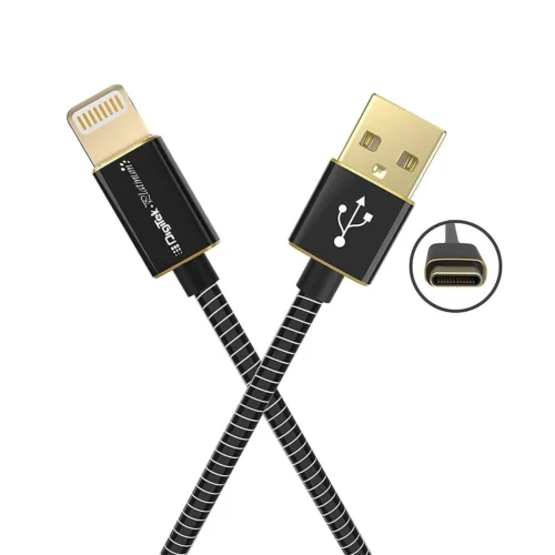 Digitek (DPC1M LTC MBBL) Platinum Metal Braided Rapid Charge & Data Sync USB Cable for iPhone, iPad