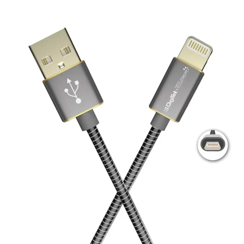 Digitek (DPC1M LTC MBSL) Platinum Metal Braided Rapid Charge & Data Sync USB Cable for iPhone, iPad
