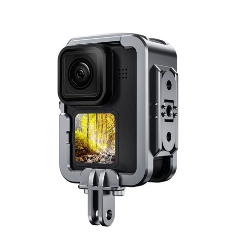 TELESIN Vertical Aluminum Cage Protective Case Frame Housing for GoPro Hero 11/10/9 Black