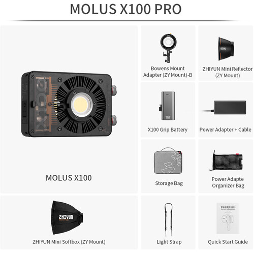 Zhiyun MOLUS X100 Bi-Color Pocket COB Monolight (Pro Kit)