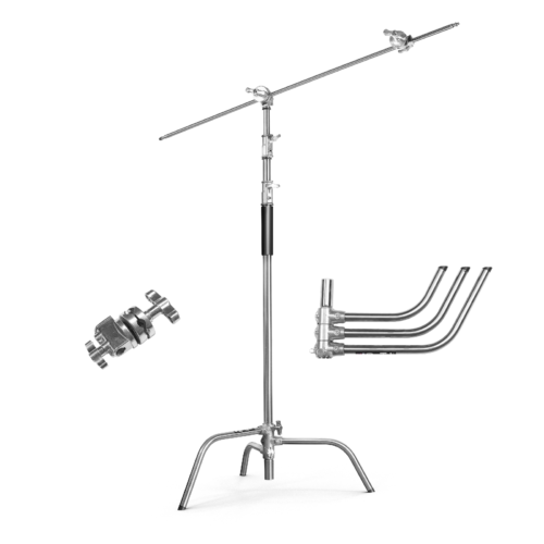 Digitek Heavy Duty Light Stand C-Stand – Max. 10 Feet/3 Meters Adjustable with 3.5 Feet Holding Arm and Grip Head for Studio Video Reflector