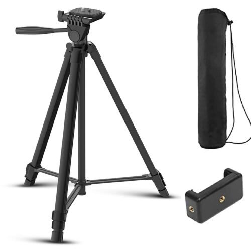 DIGITEK (DTR 480LW) 57 Inch Portable Aluminium Alloy Tripod with Smartphone Holder & 360 Ball Head, 3 Section Adjustment, 2kg Load Capacity, Carry Bag, Compatible with Smartphone, Video Camera, DSLR.